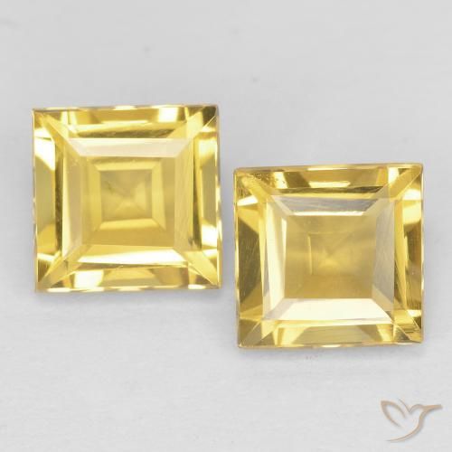 2.03ctw Natural ouro brilhante Citrino, Quadrado, VS
