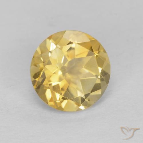 Citrino Amarelo Dourado Claro Natural 1.30ct, Redondo, VVS