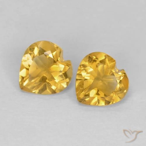 0.88ctw Natural Dourado médio Citrino, Coração, VVS-VS