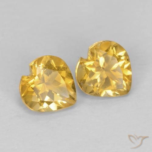 Pedras preciosas de Citrino Dourado médio natural de 1.00 ct, Coração, VVS-VS