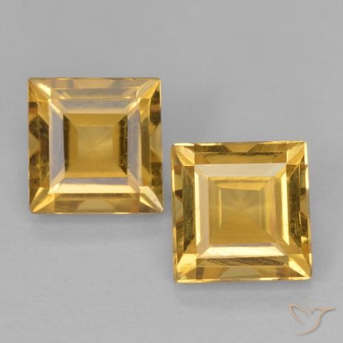 2.15ctw Natural ouro médio Citrino, Quadrado, VS