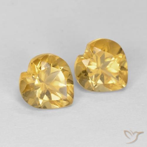 Pedras preciosas de Citrino Dourado médio natural de 1.61 ct, Coração, VVS