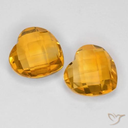 Pedras preciosas de Citrino Laranja-Ouro natural de 3.41 ct, Coração, VVS