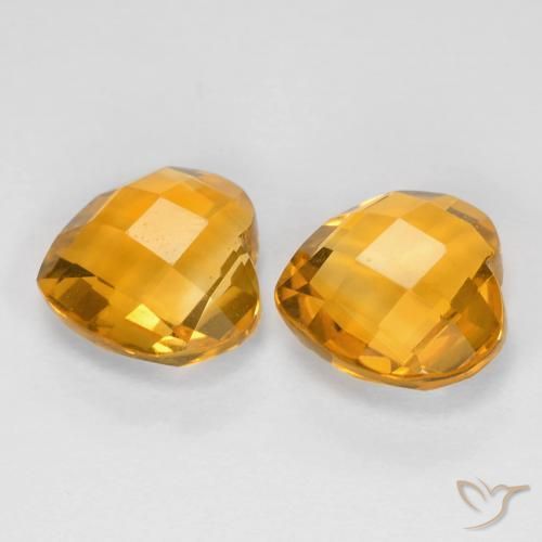 Pedras preciosas de Citrino Laranja-Ouro natural de 3.41 ct, Coração, VVS