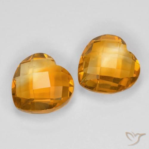 Pedras preciosas de Citrino Laranja-Ouro natural de 3.50 ct, Coração, VVS