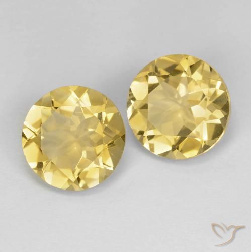 Pedras preciosas de Citrino Dourado natural de 3.24 ct, Redondo, VVS