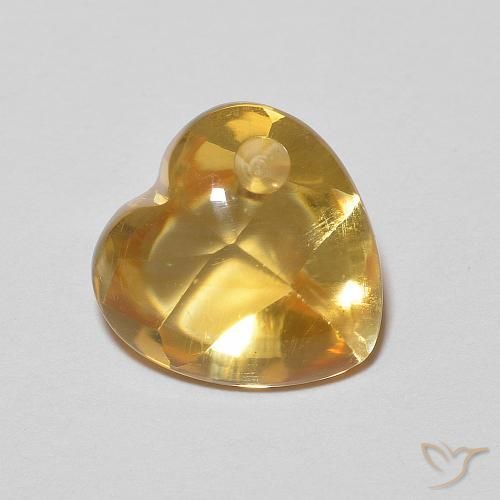 Citrino dourado natural 2,73ct, formato de coração, transparente