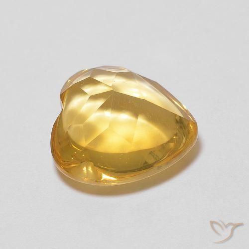Citrino dourado natural 2,73ct, formato de coração, transparente