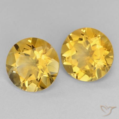Pedras preciosas de Citrino Dourado médio natural de 3.40 ct, Corte Redondo, VS