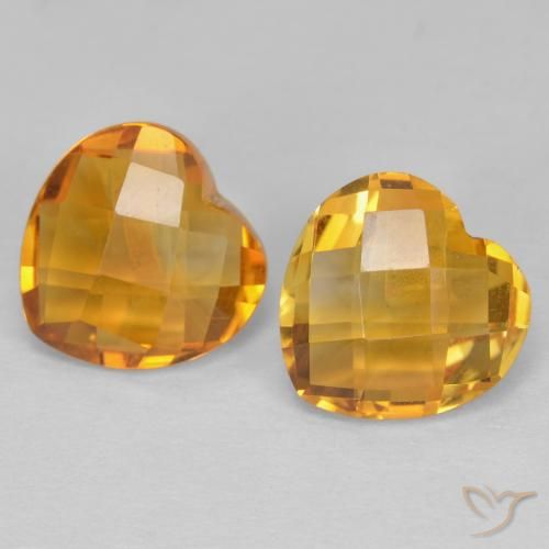 Pedras preciosas de Citrino Laranja-Ouro natural de 3.25 ct, Coração, VVS