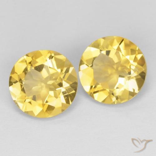 Pedras preciosas de Citrino Dourado natural de 3.07 ct, Redondo, VVS