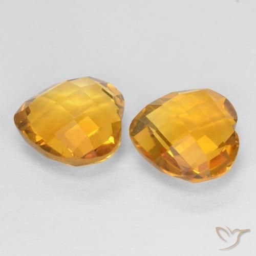 Pedras preciosas de Citrino Laranja Médio natural de 3.43 ct, Coração, VVS-VS