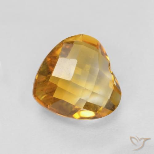 Citrino Laranja Dourado Profundo Natural 1.65ct, Coração, VVS