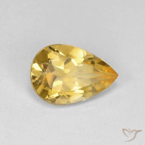 Citrino Dourado médio Natural 1.64ct, Formato de pêra, VVS