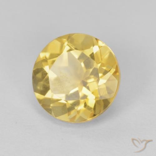 Citrino ouro amarelado Natural 1.96ct, Redondo, VVS