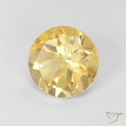 Citrino Amarelo Dourado Claro Natural 1.77ct, Redondo, VVS