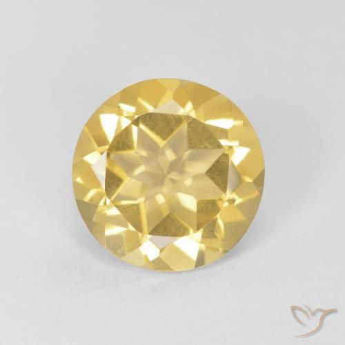 Citrino amarelo natural 1,58ct, corte redondo, VVS