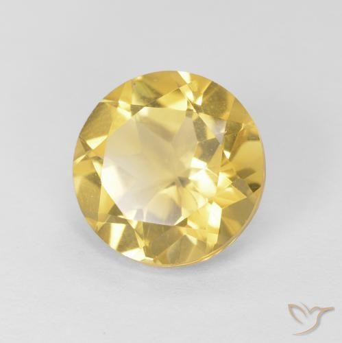 Citrino Amarelo Dourado Claro Natural 1.69ct, Redondo, VVS