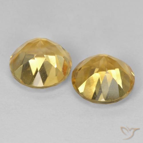 Pedras preciosas de Citrino Dourado natural de 3.89 ct, Redondo, VVS-VS