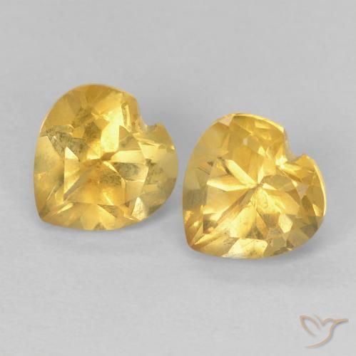 1.54ctw Natural Dourado Citrino, Coração, VVS-VS