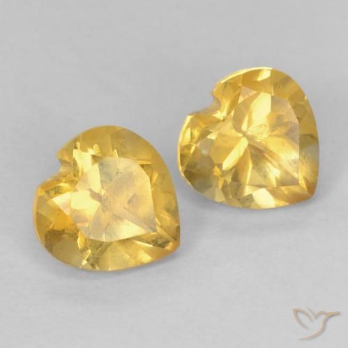 Pedras preciosas de Citrino Dourado natural de 1.54 ct, Coração, VVS-VS