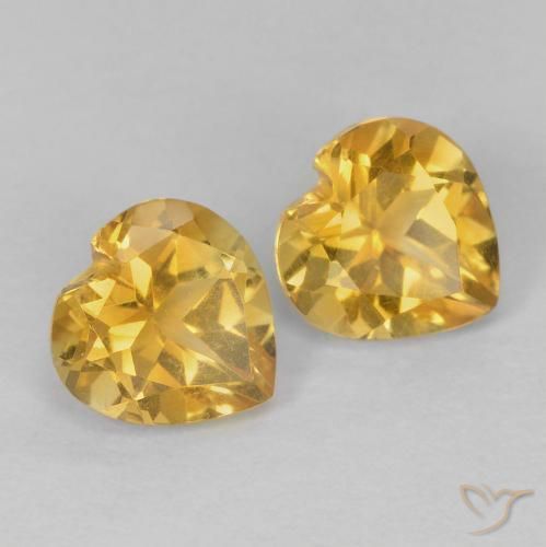 Pedras preciosas de Citrino Dourado natural de 1.46 ct, Coração, VVS