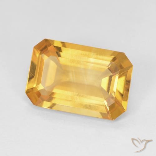 Citrino Laranja Dourado Profundo Natural 3.36ct, Corte Octógono / Esmeralda, VS
