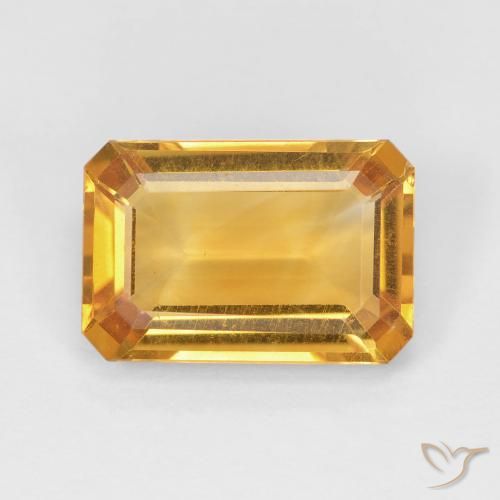 3.51ct Natural Laranja escuro-dourado Citrino, Corte Esmeralda, VVS-VS