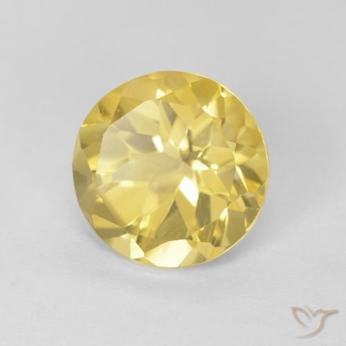 Citrino amarelo médio Natural 1.57ct, Redondo, VVS
