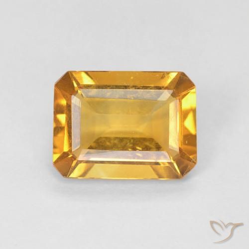 1.25ct Natural Laranja Dourado Profundo Citrino, Corte Esmeralda, VS