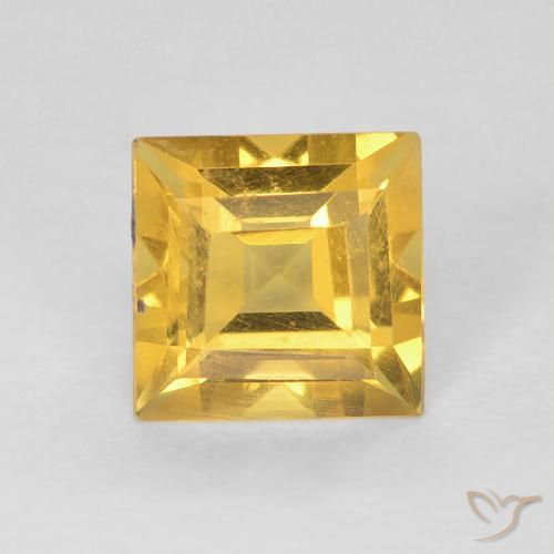 0.90ct Natural Dourado médio Citrino, Quadrado, VS