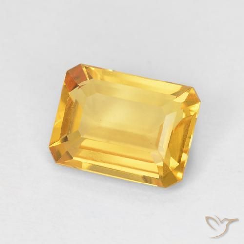 Citrino ouro brilhante Natural 1.24ct, Corte Octógono / Esmeralda, VVS