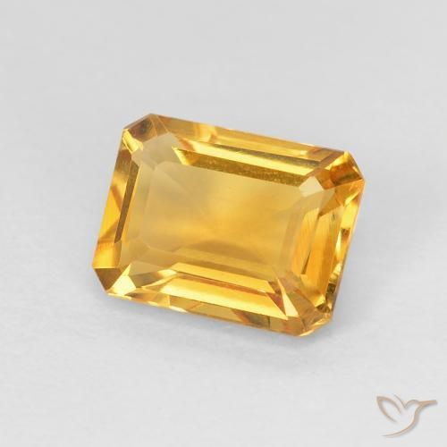 Citrino Laranja Dourada Natural 1.37ct, Corte Octógono / Esmeralda, VVS