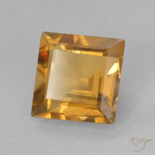 Citrino Laranja Dourado Profundo Natural 0.90ct, Quadrado, VVS-VS