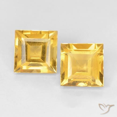 2.15ctw Natural ouro médio Citrino, Quadrado, VS