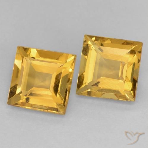 Pedras preciosas de Citrino Dourado médio natural de 2.22 ct, Quadrado, VVS-VS