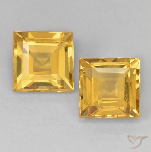 2.28ctw Natural Dourado médio Citrino, Quadrado, VVS-VS