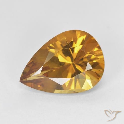 4.25ct Natural Marrom dourado Citrino, Formato de pêra, VVS