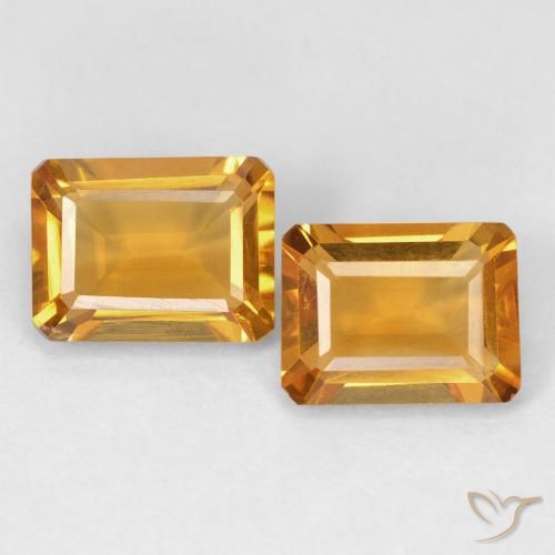 2.91ctw Natural Laranja Profundo-Ouro Citrino, Corte Esmeralda, VVS-VS