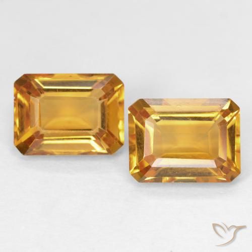 3.03ctw Natural Laranja-Ouro Citrino, Corte Esmeralda, VVS
