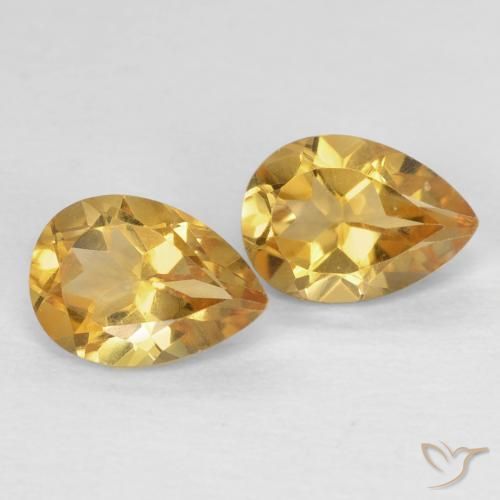 Pedras preciosas de Citrino Dourado natural de 1.35 ct, Formato de pêra, VVS-VS