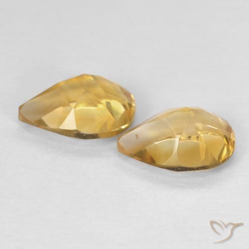 Pedras preciosas de Citrino Dourado natural de 1.35 ct, Formato de pêra, VVS-VS