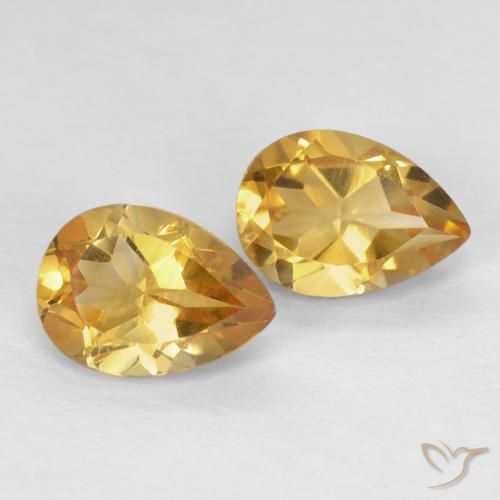 Pedras preciosas de Citrino Dourado natural de 1.41 ct, Formato de pêra, VVS