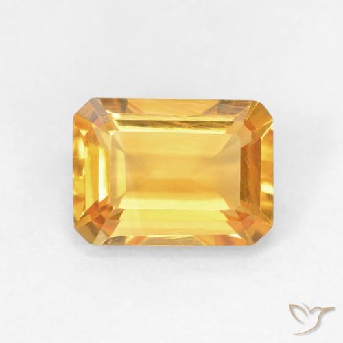 1.48ct Natural Medium Light Orange-Gold Citrino, Corte Esmeralda, VVS-VS