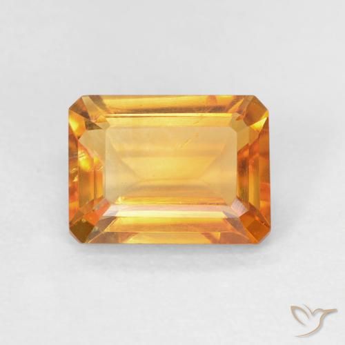 1.50ct Natural Laranja escuro-dourado Citrino, Corte Esmeralda, VVS-VS