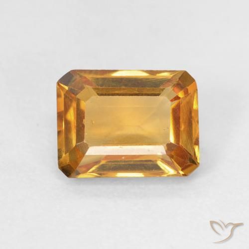 1.49ct Natural Laranja Profundo-Ouro Citrino, Corte Esmeralda, VVS-VS
