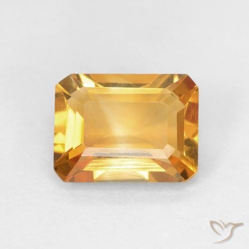 1.40ct Natural Laranja escuro-dourado Citrino, Corte Esmeralda, VVS