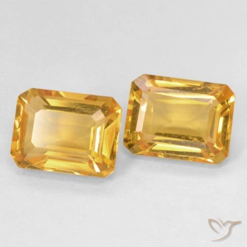 Pedras preciosas de Citrino Medium Light Orange-Gold natural de 3.07 ct, Corte Octógono / Esmeralda, VVS