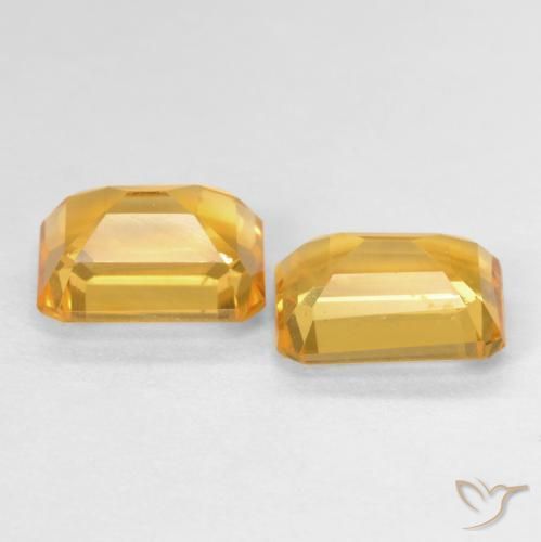 Pedras preciosas de Citrino Medium Light Orange-Gold natural de 3.07 ct, Corte Octógono / Esmeralda, VVS