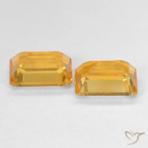 Pedras preciosas de Citrino Medium Light Orange-Gold natural de 2.91 ct, Corte Octógono / Esmeralda, VVS